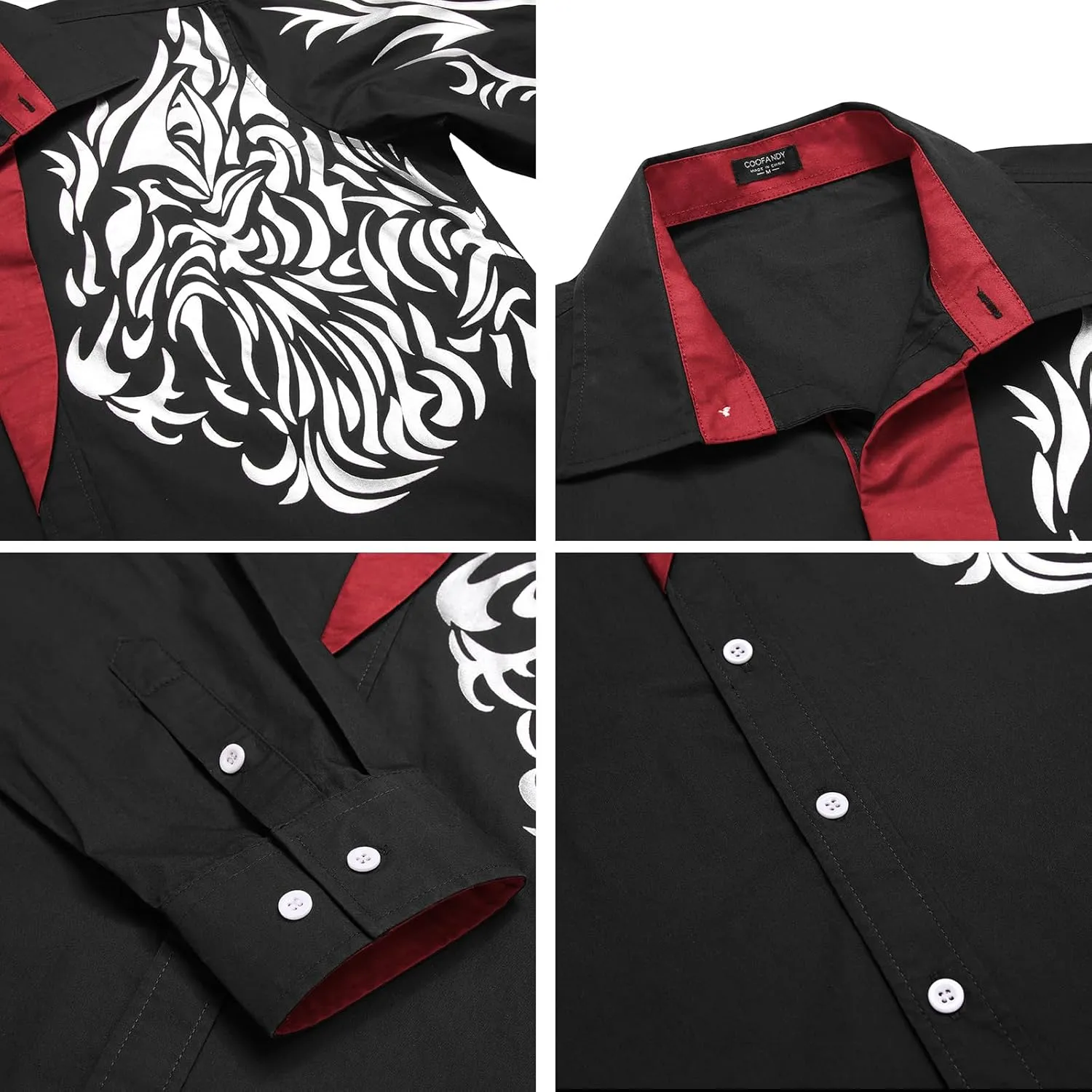 COOFANDY Men's Print Button Down Dress Shirt Fashion Long Sleeve Casual Shirts