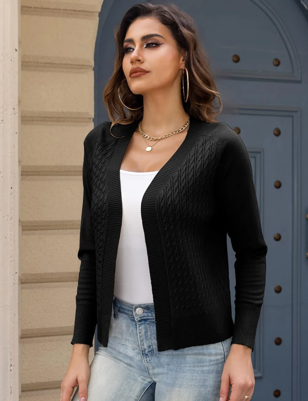 CPOKRTWSO Women's Cardigan Sweaters Lightweight Casual Long Sleeve Cable Knit Open Front Cardigans for Women Trendy(S-XL)