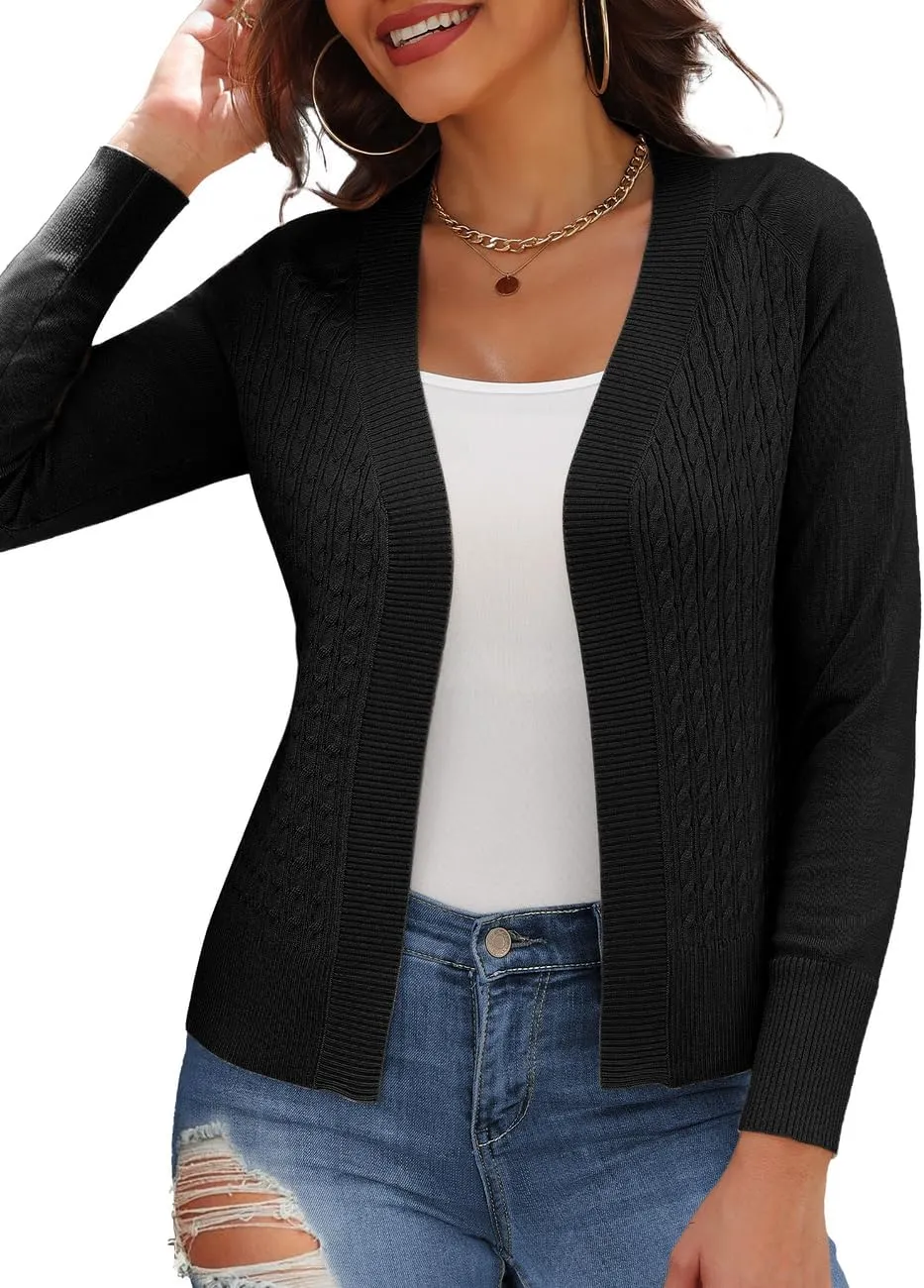 CPOKRTWSO Women's Cardigan Sweaters Lightweight Casual Long Sleeve Cable Knit Open Front Cardigans for Women Trendy(S-XL)