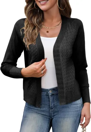CPOKRTWSO Women's Cardigan Sweaters Lightweight Casual Long Sleeve Cable Knit Open Front Cardigans for Women Trendy(S-XL)
