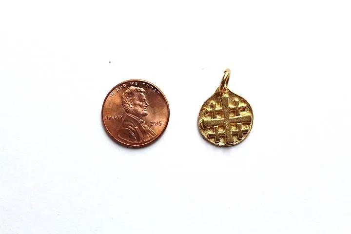 Cross Charm, Silver Charm, Cross Coin, Charm Bracelet, Coin Charm, Religious Charm, Religious Jewelry, Britannium, Pewter Charm, Cross Medal