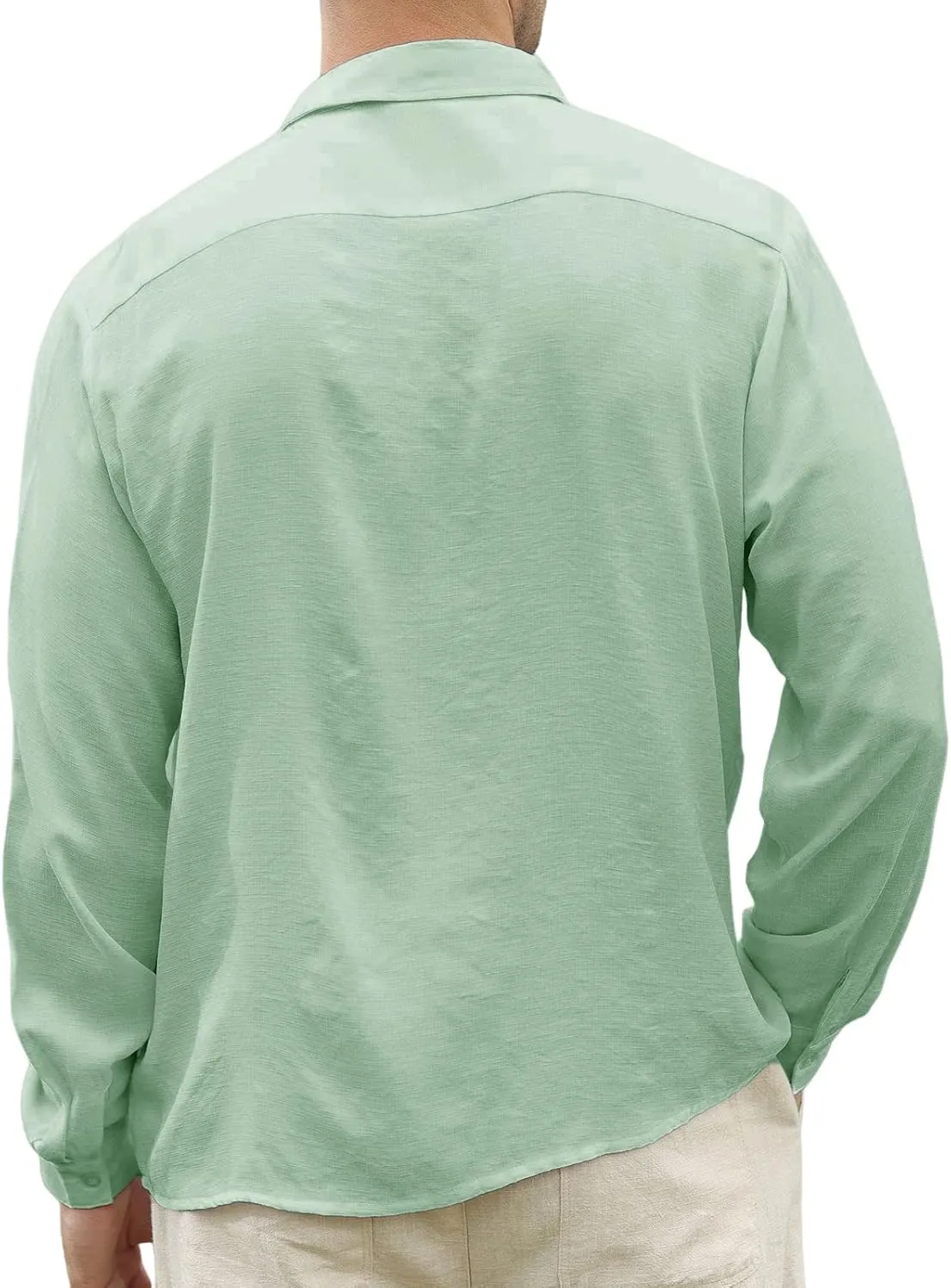 CTU Men's Fashion Summer Casual Button Down Shirt Long Sleeve Solid Color Holiday Beach Shirts