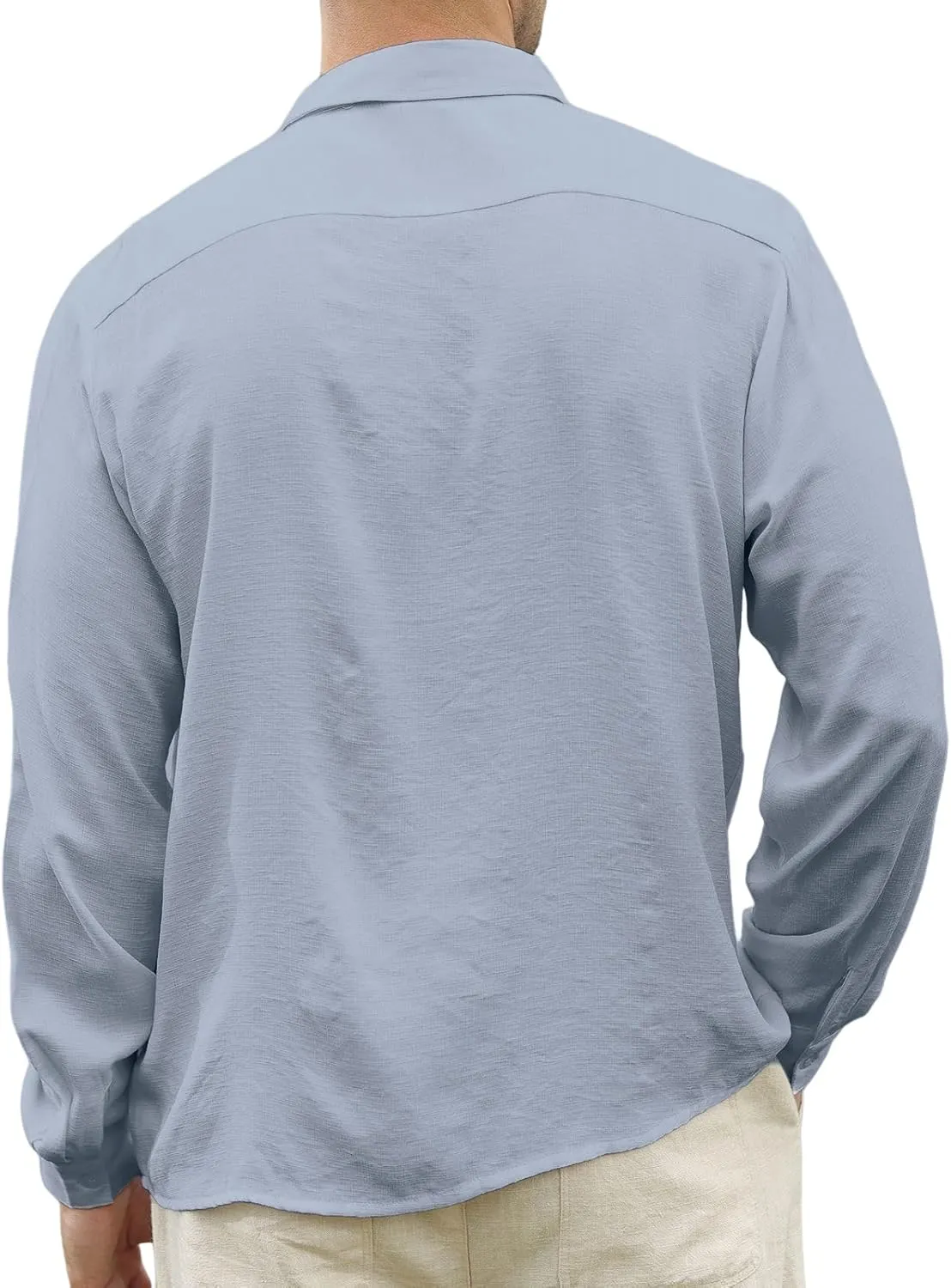 CTU Men's Fashion Summer Casual Button Down Shirt Long Sleeve Solid Color Holiday Beach Shirts