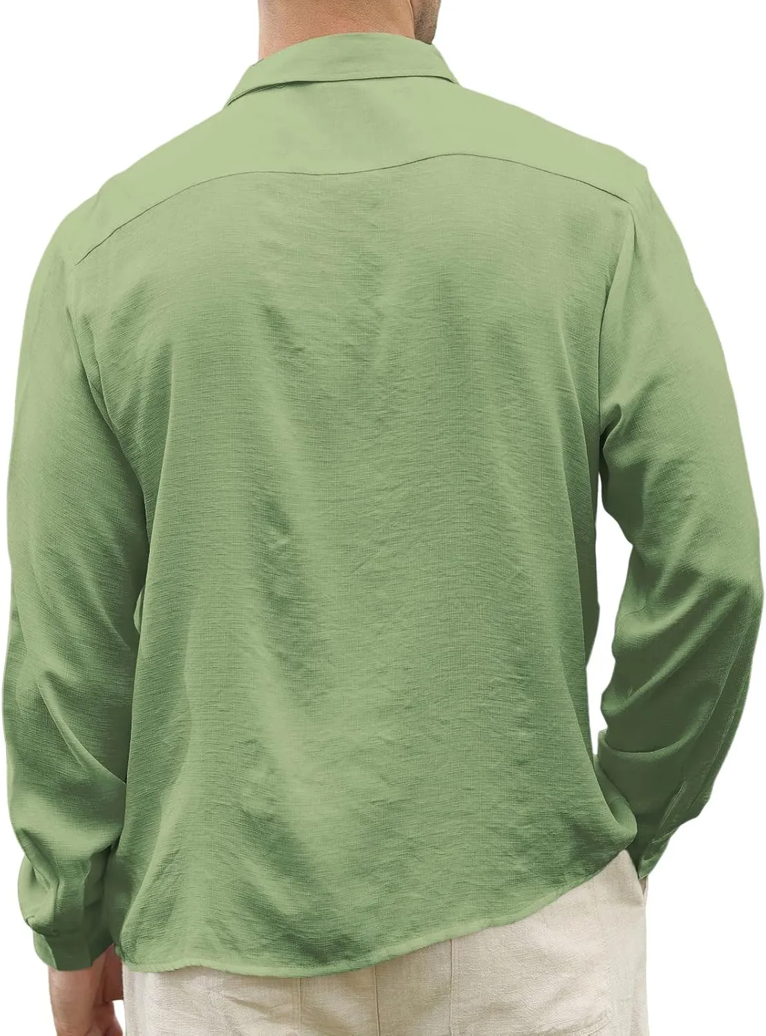 CTU Men's Fashion Summer Casual Button Down Shirt Long Sleeve Solid Color Holiday Beach Shirts