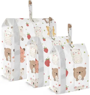 Cute Cartoon Bear 3 Piecing Packing Travel Bag Foldable Garment Bag Closet Storage Small Travel Bag Travel Essentials