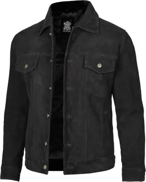 Decrum Leather Suede Jacket Men  Real Lambskin Vintage Style Suede Trucker Jacket Men