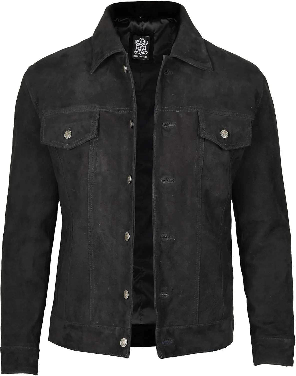 Decrum Leather Suede Jacket Men  Real Lambskin Vintage Style Suede Trucker Jacket Men
