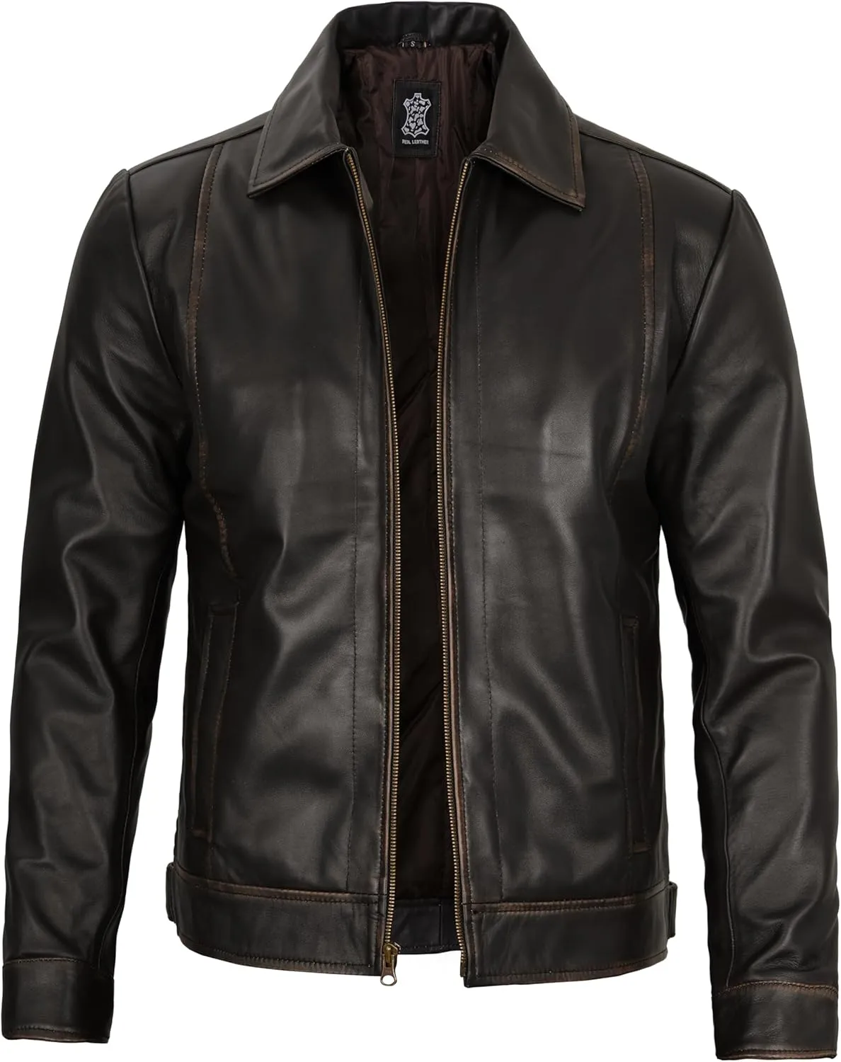 Decrum Mens Leather Jacket - Real Lambskin Classic Vintage Style Leather Jackets For Men
