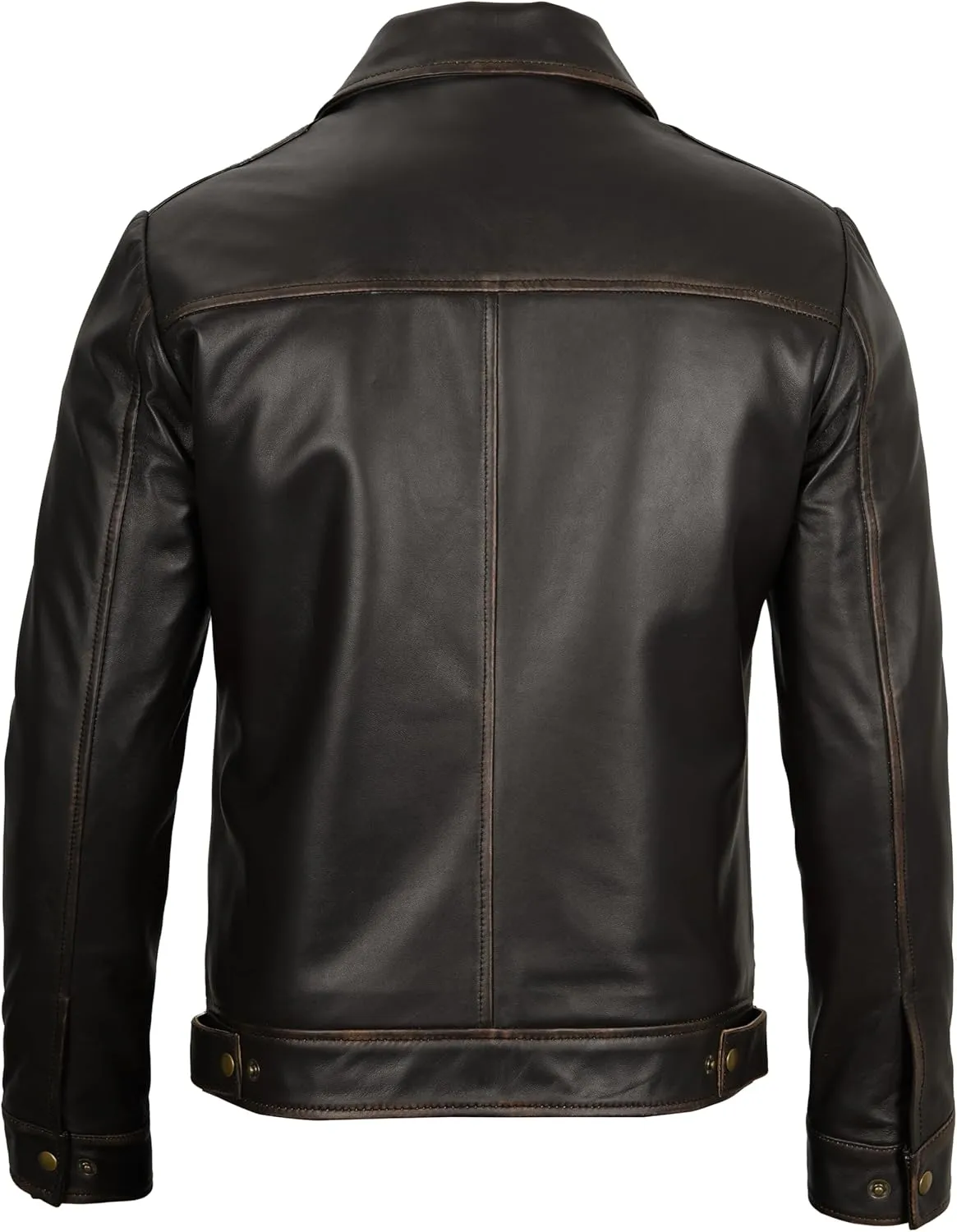 Decrum Mens Leather Jacket - Real Lambskin Classic Vintage Style Leather Jackets For Men