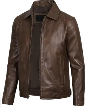 Decrum Mens Leather Jacket - Real Lambskin Classic Vintage Style Leather Jackets For Men