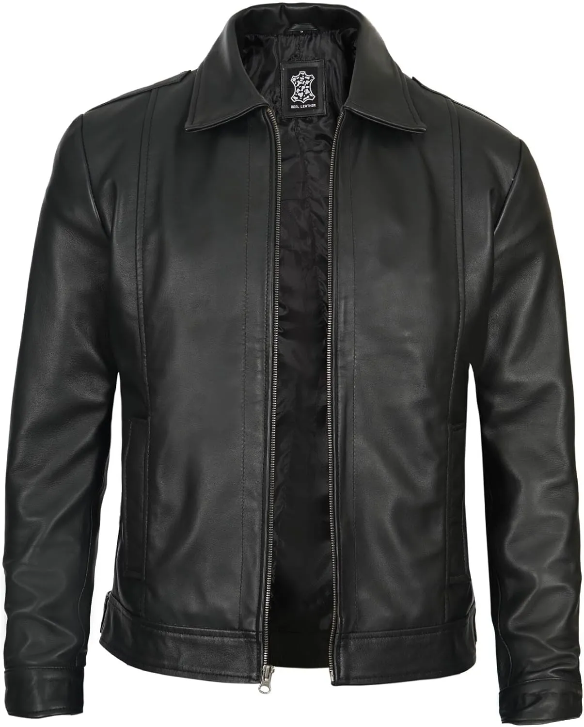 Decrum Mens Leather Jacket - Real Lambskin Classic Vintage Style Leather Jackets For Men