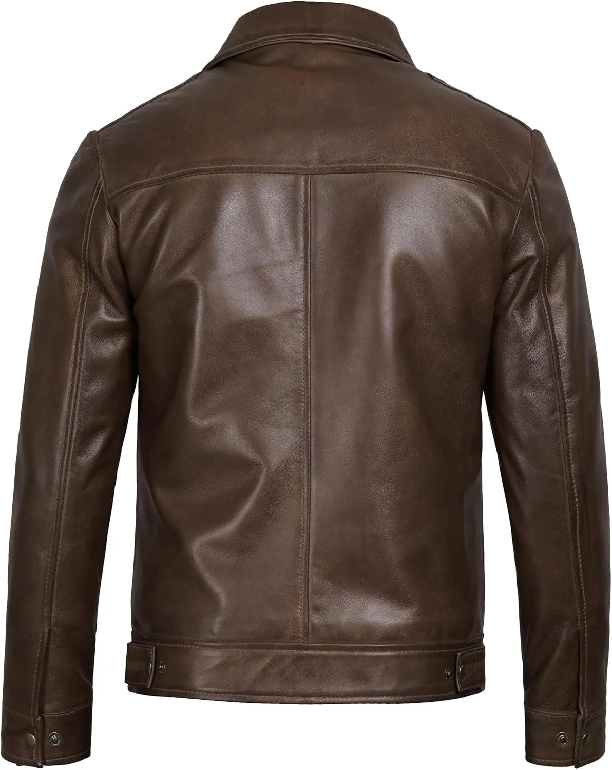Decrum Mens Leather Jacket - Real Lambskin Classic Vintage Style Leather Jackets For Men