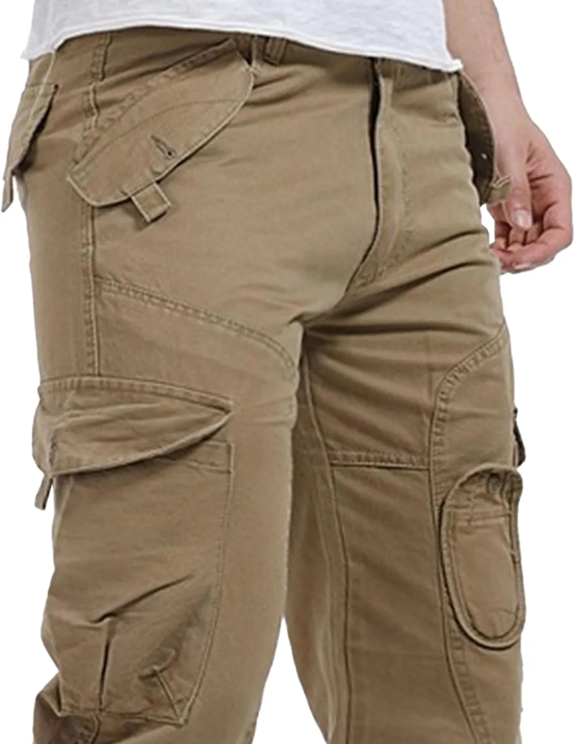DGHM-JLMY Men's Relaxed Fit Cargo Pants Slim Fit Ripstop Tactical Pants Casual Outdoor Hiking Work Pant Multi Pockets