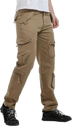 DGHM-JLMY Men's Relaxed Fit Cargo Pants Slim Fit Ripstop Tactical Pants Casual Outdoor Hiking Work Pant Multi Pockets
