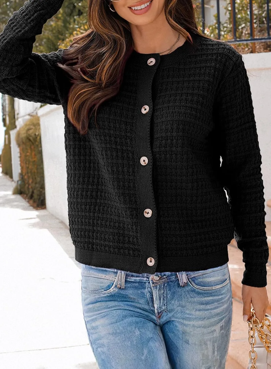 Dokotoo Cardigan Sweaters for Women Lightweight Long Sleeve Open Front 2024 Button Down Jacket Winter