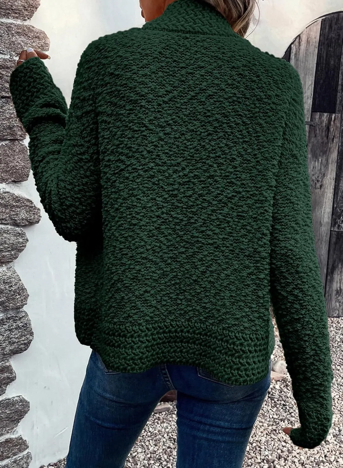 Dokotoo Women's 2025 Fashion Casual Open Front Long Sleeve Chunky Knit Cardigans Sweaters Outerwear Coats