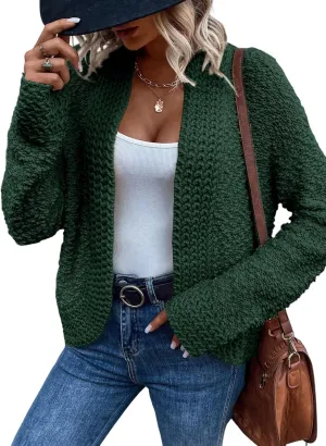 Dokotoo Women's 2025 Fashion Casual Open Front Long Sleeve Chunky Knit Cardigans Sweaters Outerwear Coats