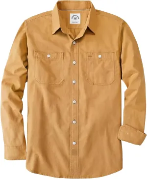 Dubinik Chambray Shirt Men Long Sleeve Cotton Work Shirts with 2 Pockets Casual Button Down