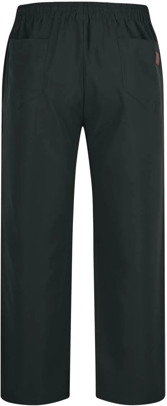 Elastic Waist Cotton Casual Pants Men Relaxed Pockets Summer Outdoor Daily Lounge Travel Hiking Breathable Durable