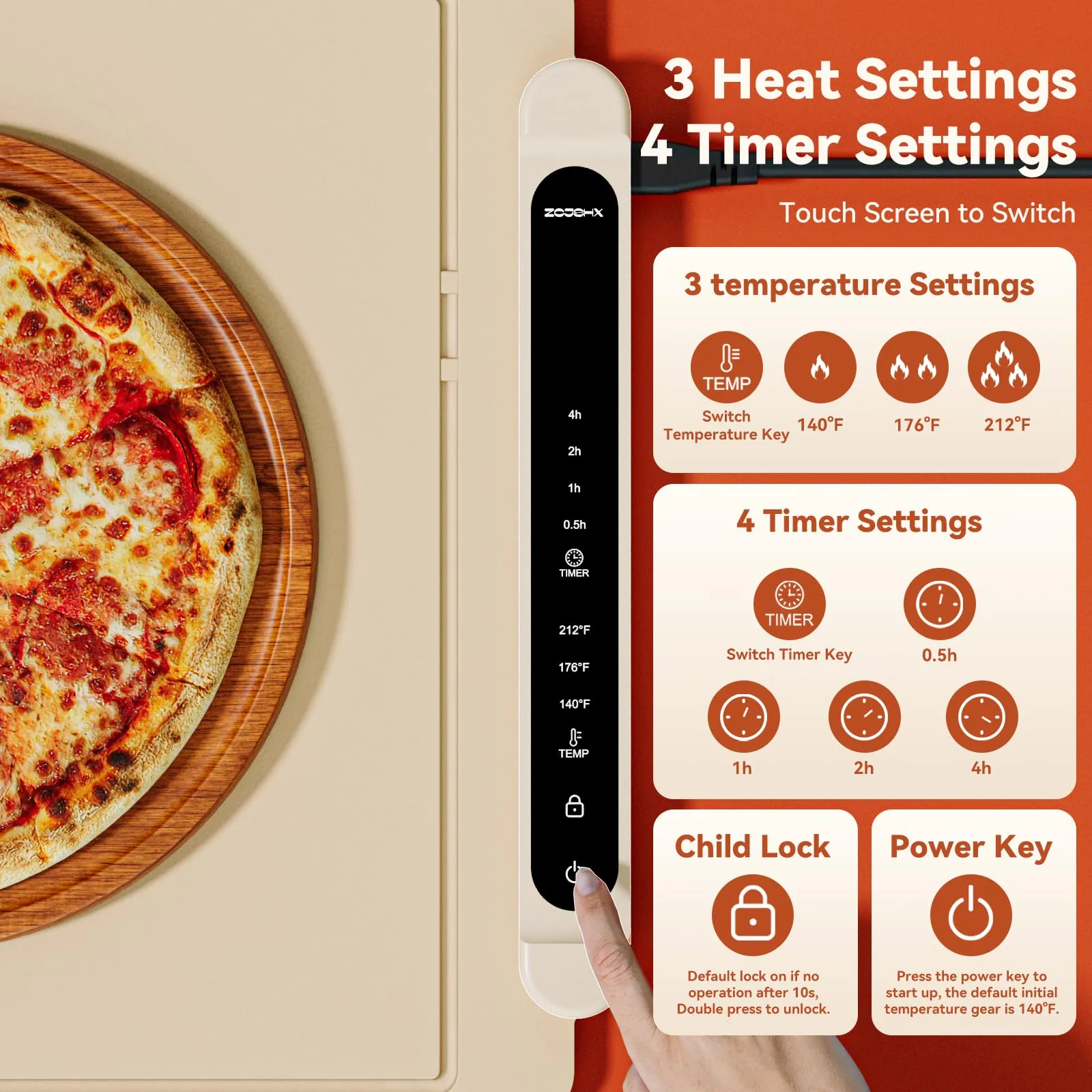 Electric Food Warming Mat with Adjustable Heat