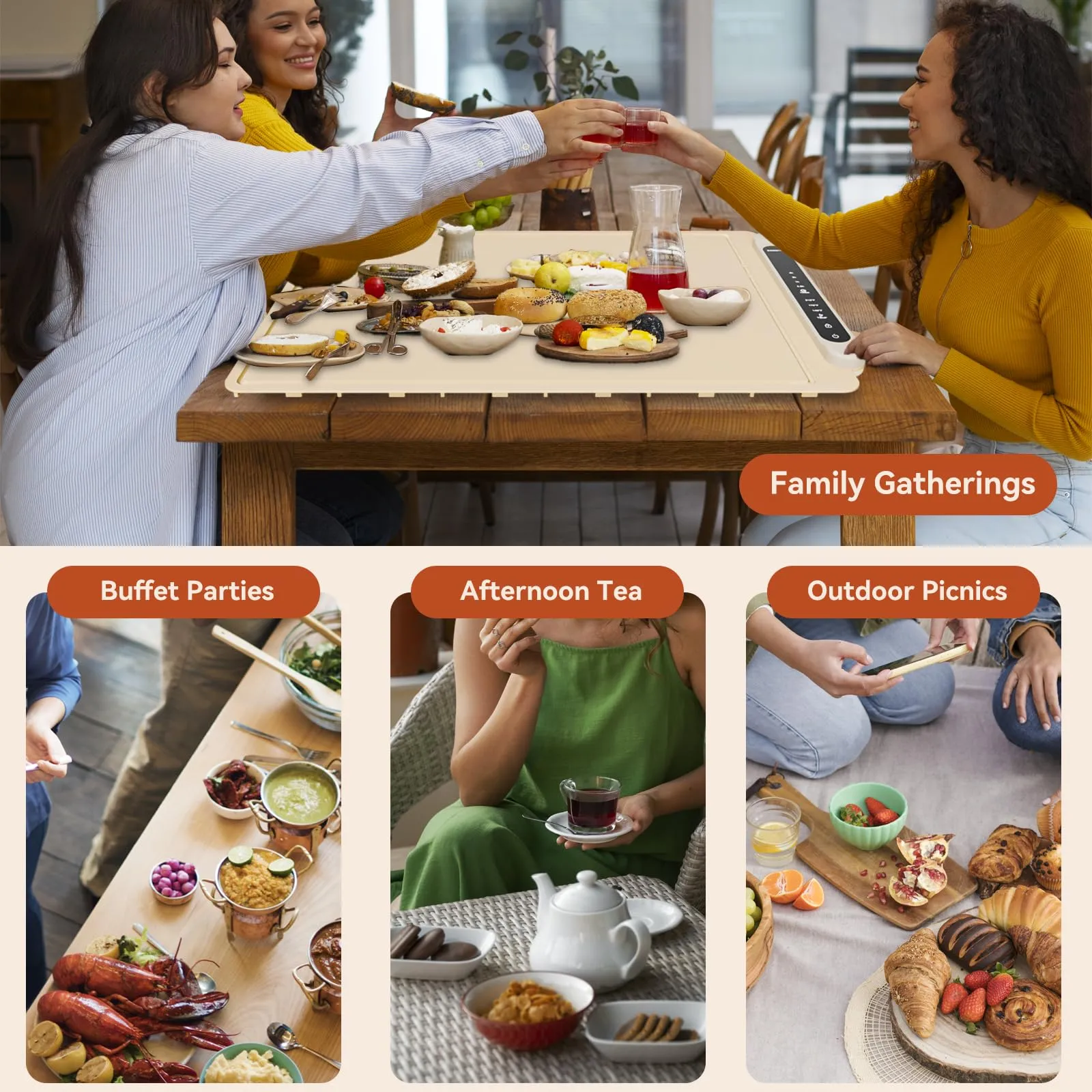 Electric Food Warming Mat with Adjustable Heat