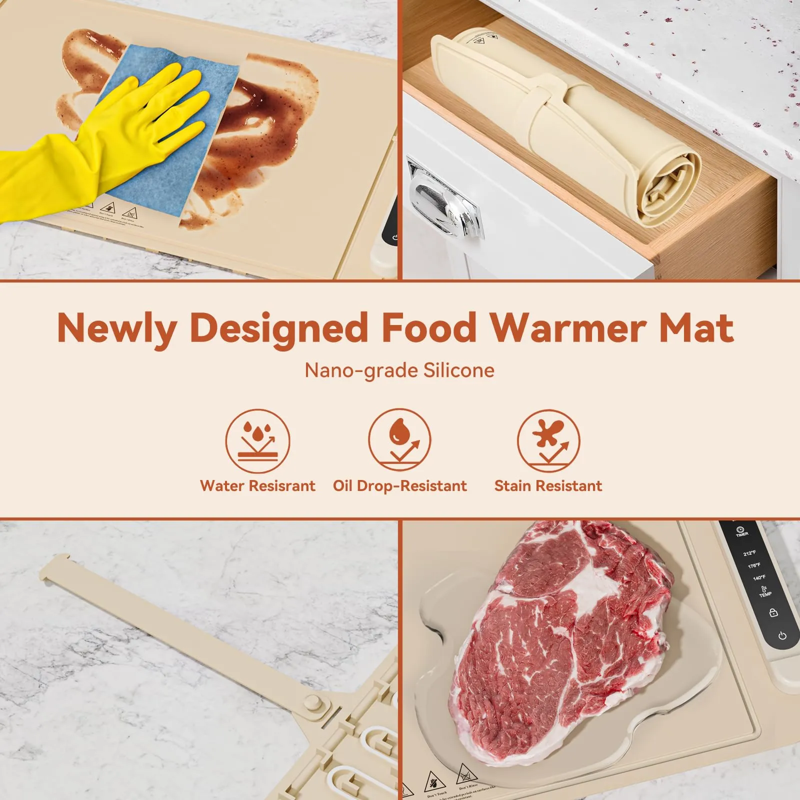 Electric Food Warming Mat with Adjustable Heat
