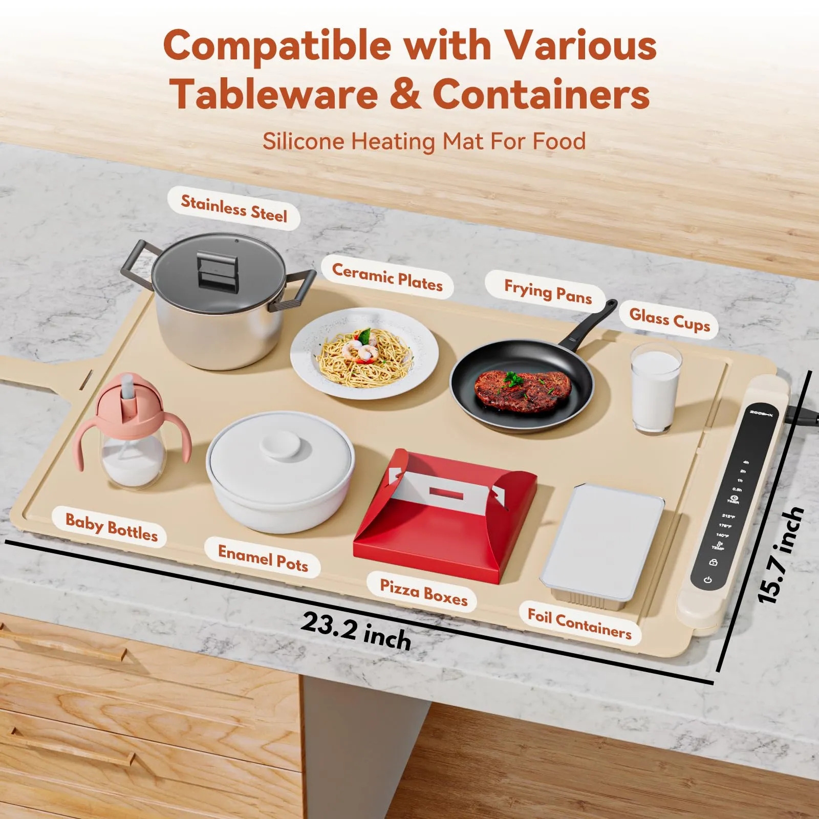 Electric Food Warming Mat with Adjustable Heat