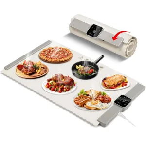 Electric Warming Tray, Portable Large Food Warmers Mat with 5 Level Adjustable Temperature