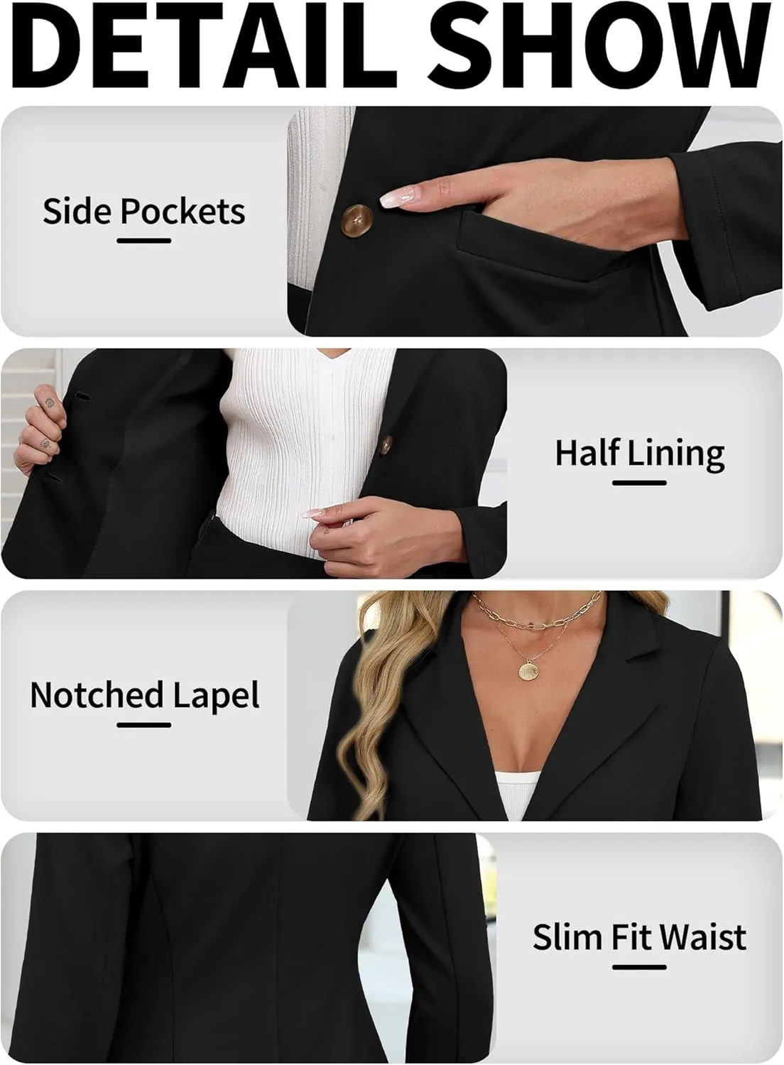 ELLEVEN Women's Casual Stretchy Knit Blazer,Lightweight Slim Fit Jackets Long Sleeve Business Suit with Pockets