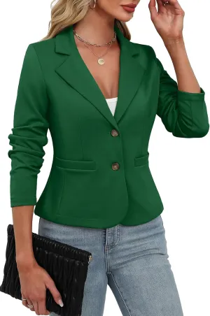 ELLEVEN Women's Casual Stretchy Knit Blazer,Lightweight Slim Fit Jackets Long Sleeve Business Suit with Pockets