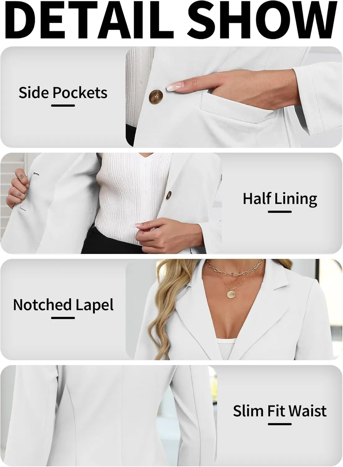 ELLEVEN Women's Casual Stretchy Knit Blazer,Lightweight Slim Fit Jackets Long Sleeve Business Suit with Pockets