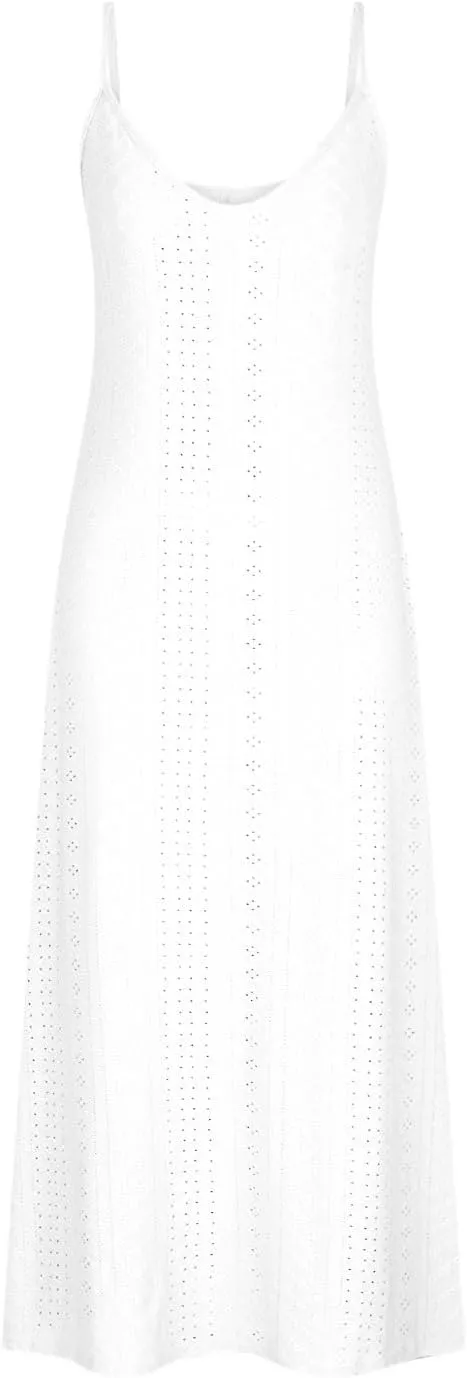 Eyelet Dress for Women Casual Loose V Neck Halter Tank Long Dress Vacation Boho Beach Maxi Sundresses Summer Dresses