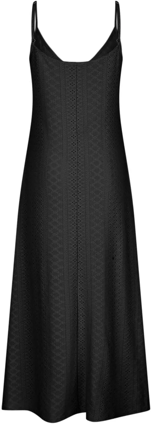 Eyelet Dress for Women Casual Loose V Neck Halter Tank Long Dress Vacation Boho Beach Maxi Sundresses Summer Dresses