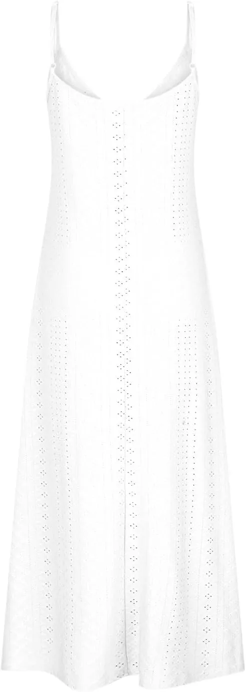 Eyelet Dress for Women Casual Loose V Neck Halter Tank Long Dress Vacation Boho Beach Maxi Sundresses Summer Dresses
