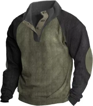 Fall Shirts for Men Casual Long Sleeve Trendy Stand Collar Button Neck Henley Tops Crewneck Sweatshirts Hoodie