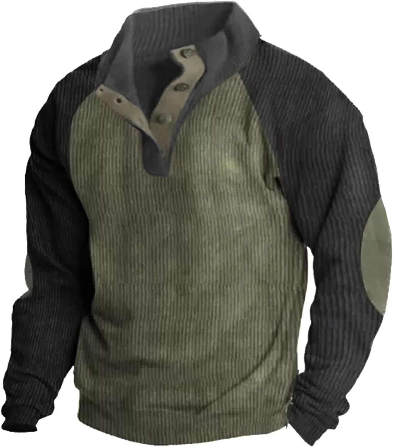 Fall Shirts for Men Casual Long Sleeve Trendy Stand Collar Button Neck Henley Tops Crewneck Sweatshirts Hoodie