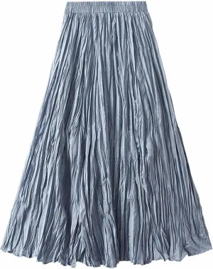 Fall Skirts for Women 2024 Pleated Swing Elastic Summer Long Skirt Casual Flowy a Line Spring Fall Midi Skirts