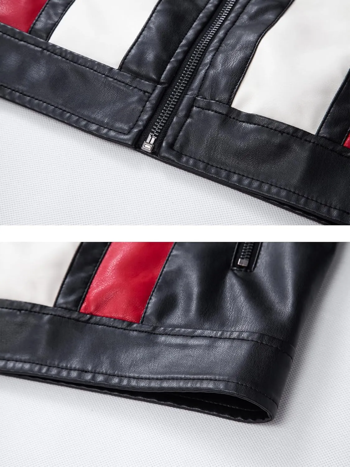 FANARCHER Men's Leather Jackets Stand Collar PU Faux Motorcycle Zipper Coat Biker Windbreaker