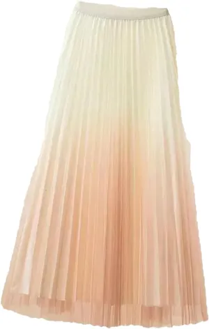 Fashion Gradient Pleated Mesh Skirt Women Elastic High Waist Casual A-Line Party Midi Long Skirt