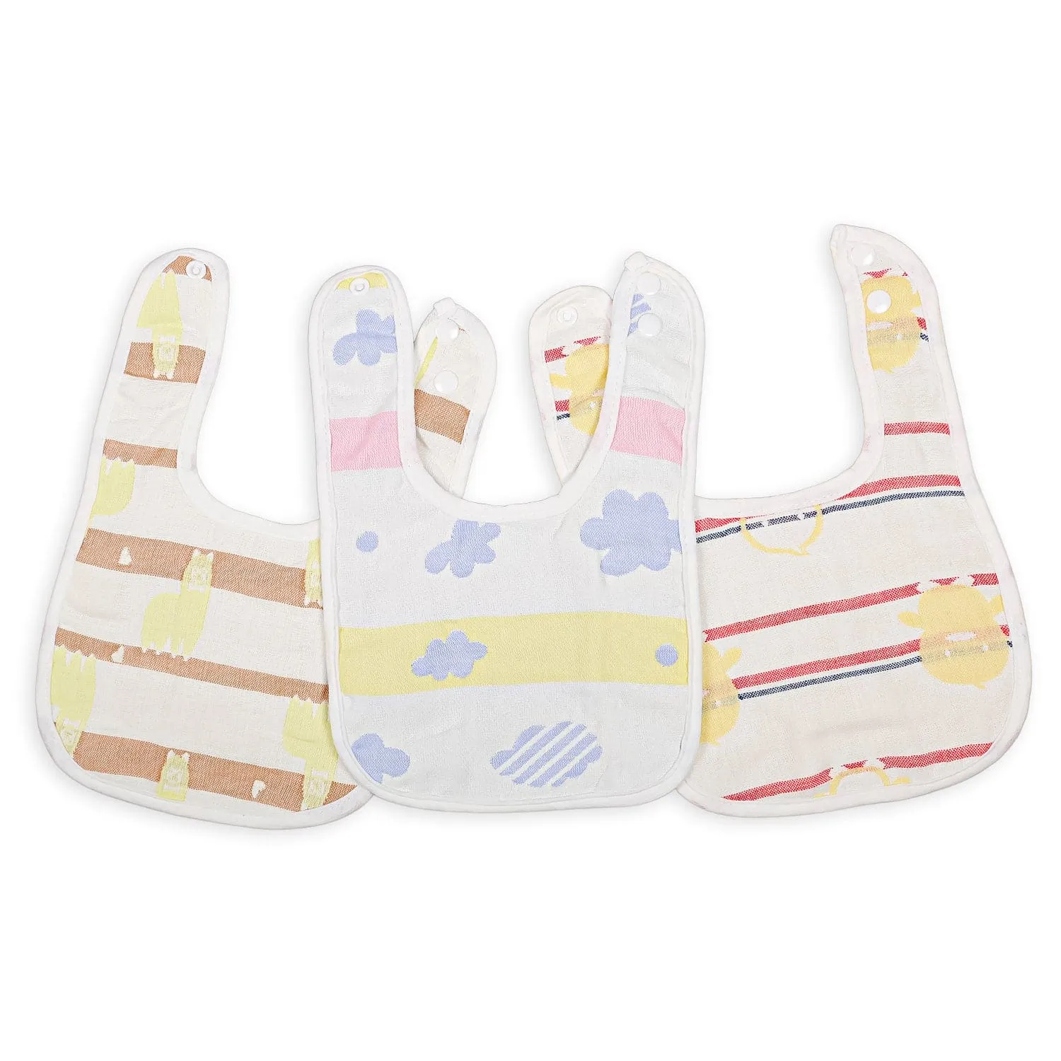 Feeding Bibs Pack Of 3 Cloud Print Multicolour