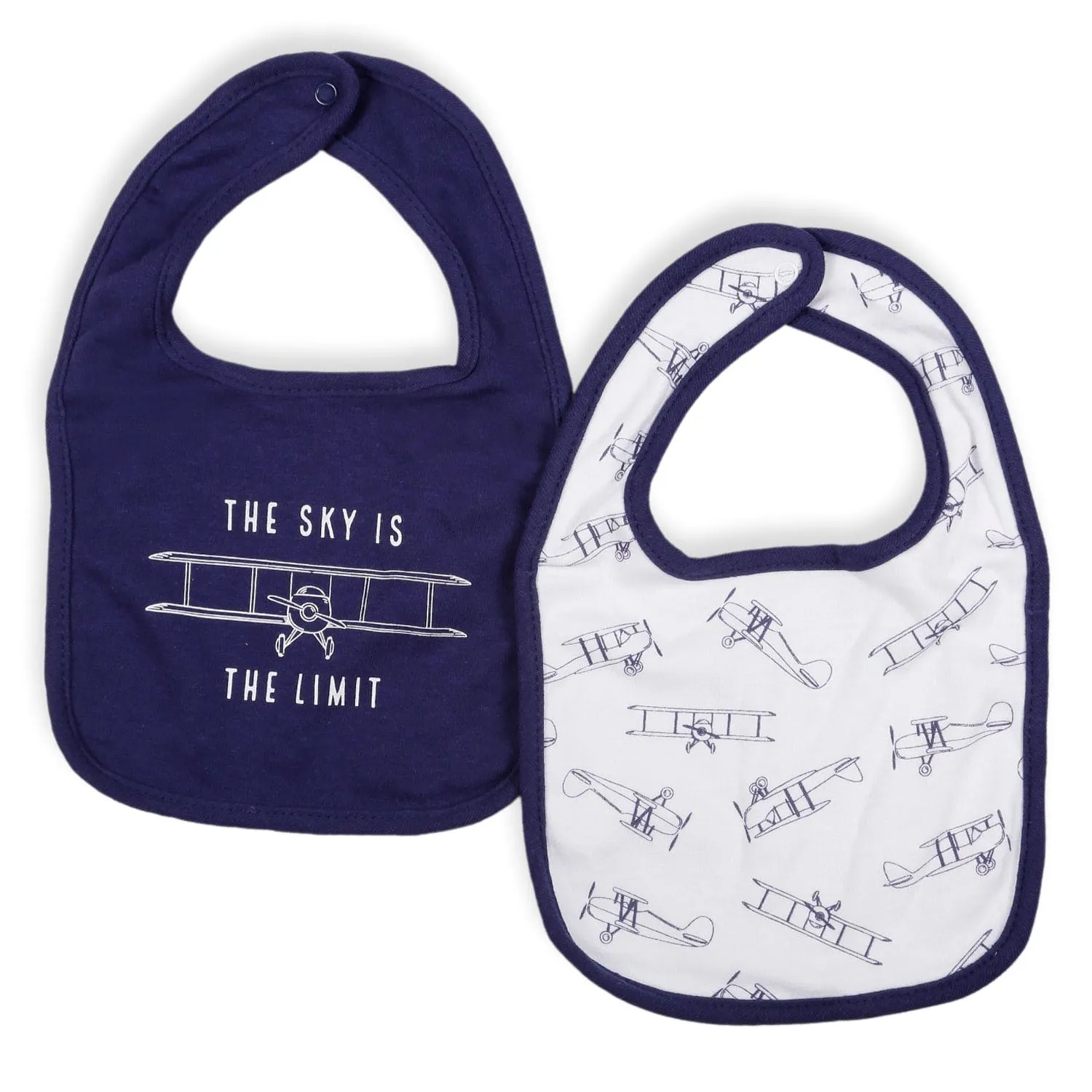 Feeding Bibs Pack Of 5 Born To Fly Co-Pilot Blue White Grey