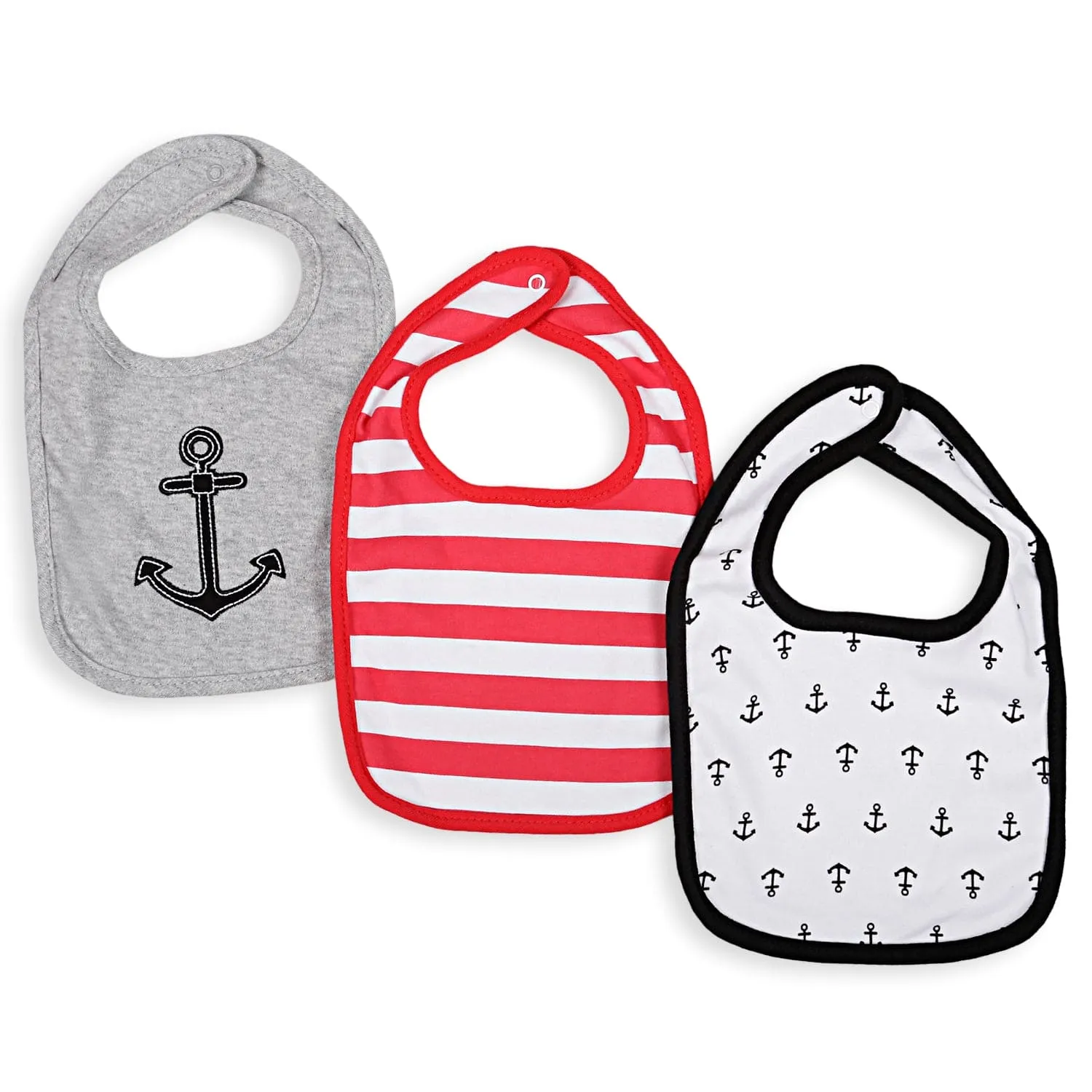 Feeding Bibs Pack Of 5 Captain Of The Ship White Black Red