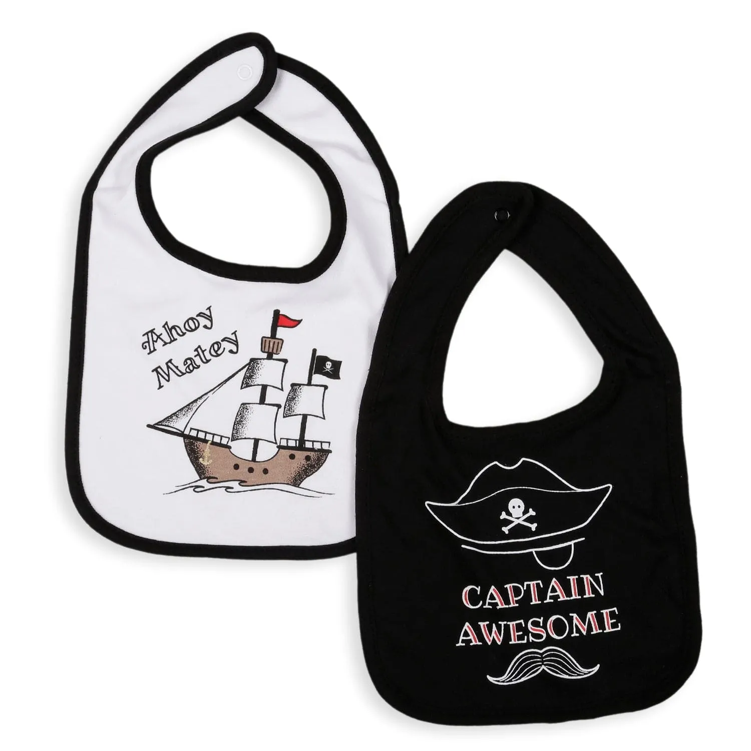 Feeding Bibs Pack Of 5 Captain Of The Ship White Black Red