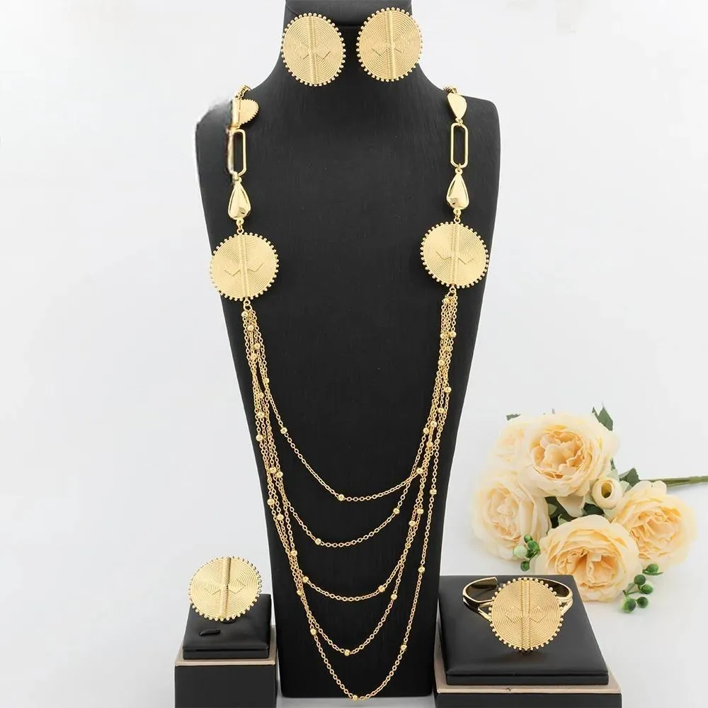 Five Layers Long Necklace Trendy For Women Jewelry Set