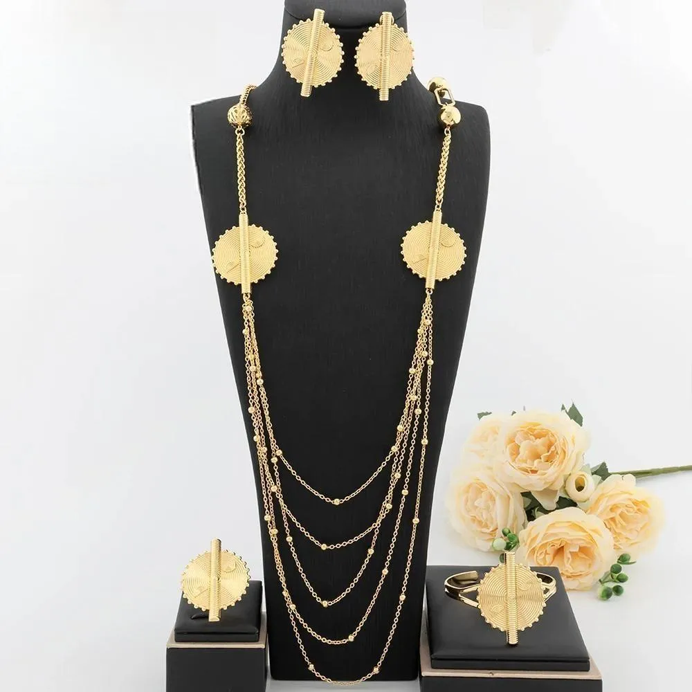 Five Layers Long Necklace Trendy For Women Jewelry Set