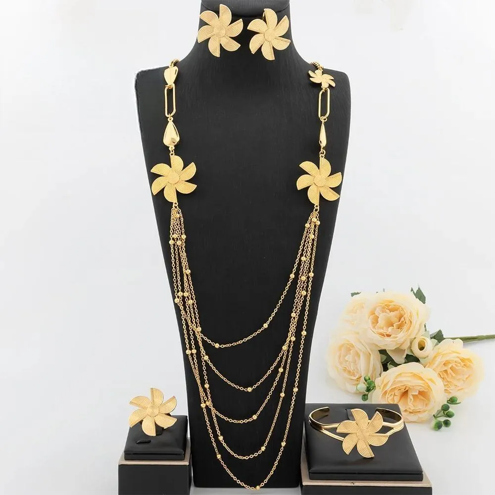 Five Layers Long Necklace Trendy For Women Jewelry Set