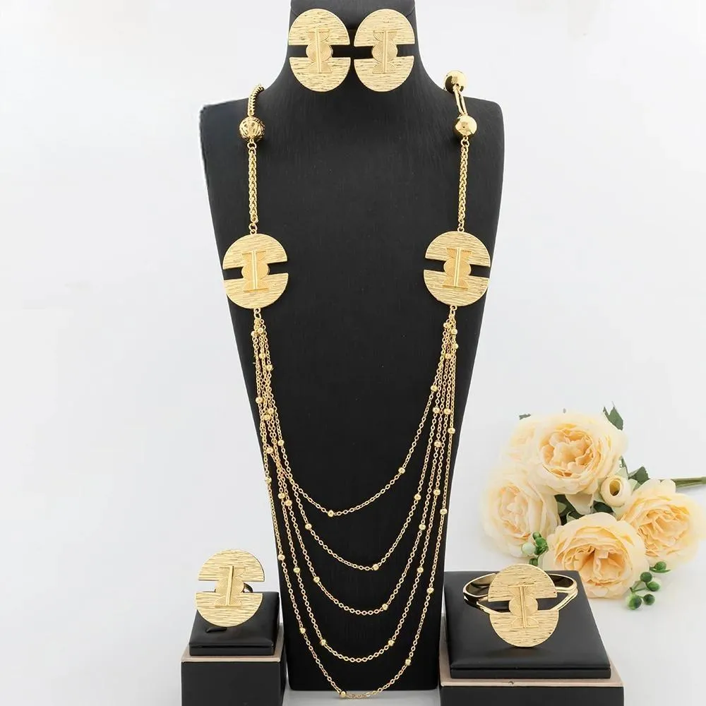Five Layers Long Necklace Trendy For Women Jewelry Set