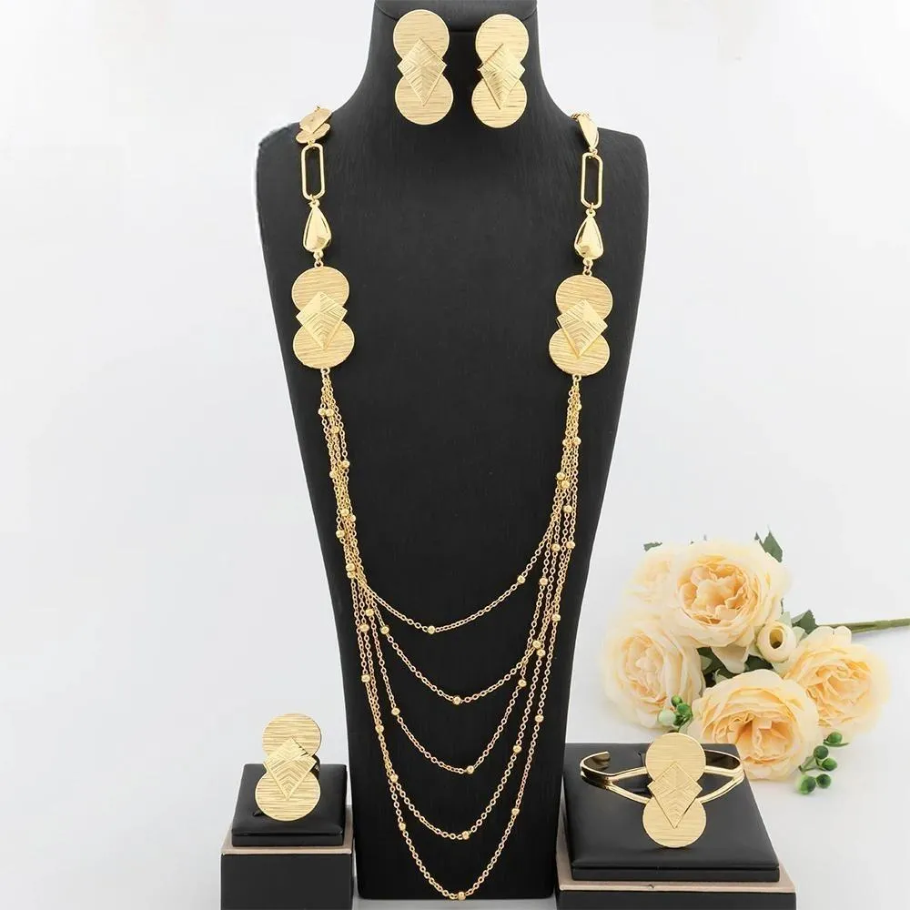 Five Layers Long Necklace Trendy For Women Jewelry Set
