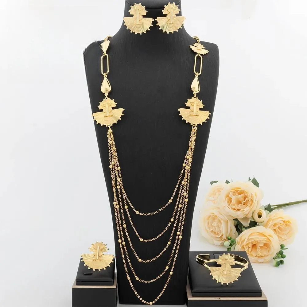 Five Layers Long Necklace Trendy For Women Jewelry Set