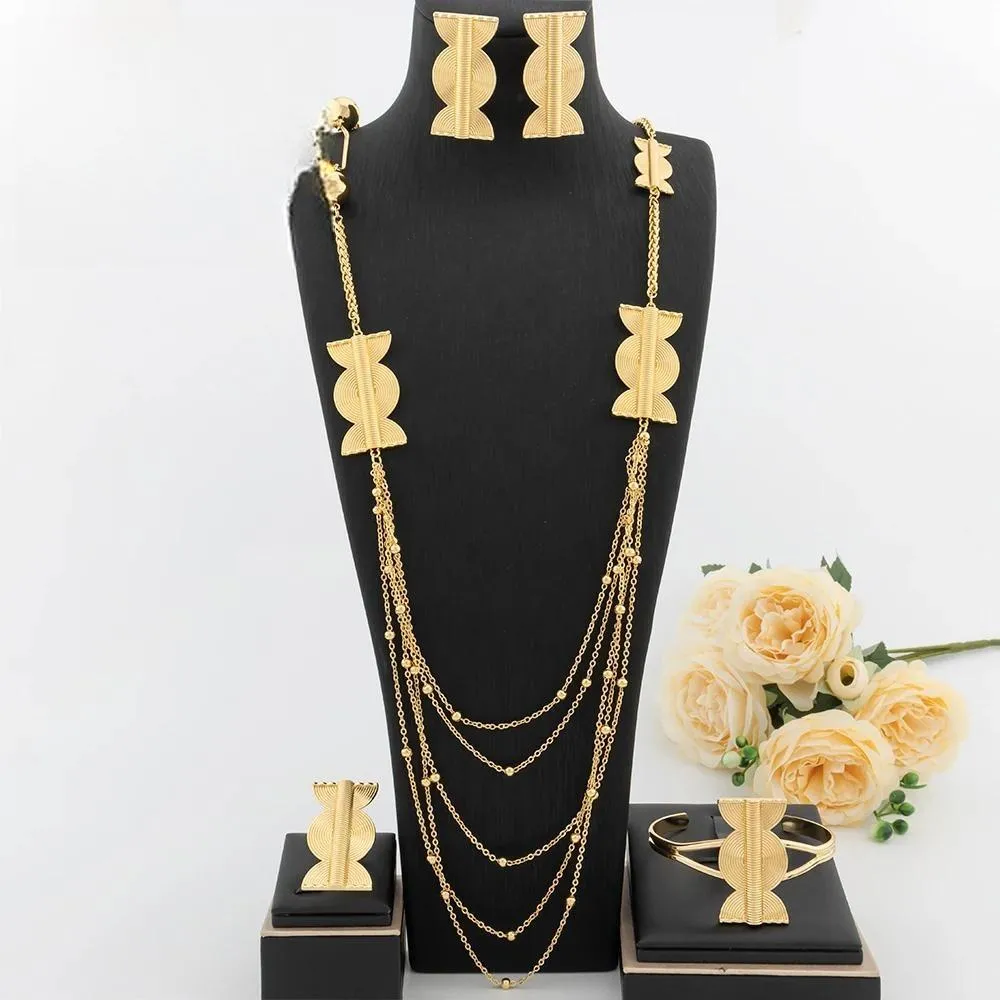 Five Layers Long Necklace Trendy For Women Jewelry Set